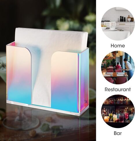 NiHome Iridescent Acrylic Guest Towel Napkin Holder, (8.5" x 4.5") Napkin Dispenser Stand, Acrylic Paper Hand Towel Holder for Bathroom,Kitchen,Dining Room in Saudi Arabia