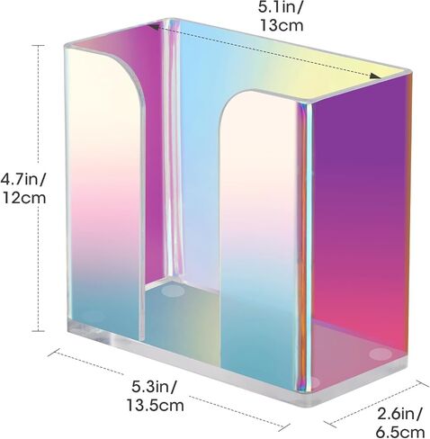 NiHome Iridescent Acrylic Guest Towel Napkin Holder, (8.5" x 4.5") Napkin Dispenser Stand, Acrylic Paper Hand Towel Holder for Bathroom,Kitchen,Dining Room in Saudi Arabia