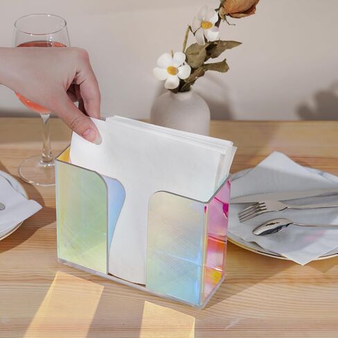 NiHome Iridescent Acrylic Guest Towel Napkin Holder, (8.5" x 4.5") Napkin Dispenser Stand, Acrylic Paper Hand Towel Holder for Bathroom,Kitchen,Dining Room in Saudi Arabia