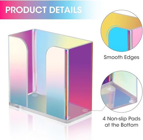 NiHome Iridescent Acrylic Guest Towel Napkin Holder, (8.5" x 4.5") Napkin Dispenser Stand, Acrylic Paper Hand Towel Holder for Bathroom,Kitchen,Dining Room in Saudi Arabia