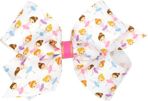 Wee Ones Girls' Princess Print Grosgrain Hair Bow on a WeeStay No-Slip Hair Clip, Medium, Dancer in Saudi Arabia