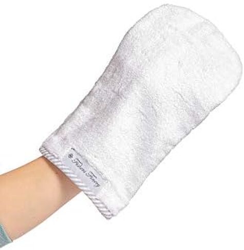 Fishers Finery Bamboo Viscose Baby Hooded Bath Towel & Washcloth Set - Unique Mitten Design (Blue) in Saudi Arabia
