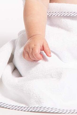 Fishers Finery Bamboo Viscose Baby Hooded Bath Towel & Washcloth Set - Unique Mitten Design (Blue) in Saudi Arabia