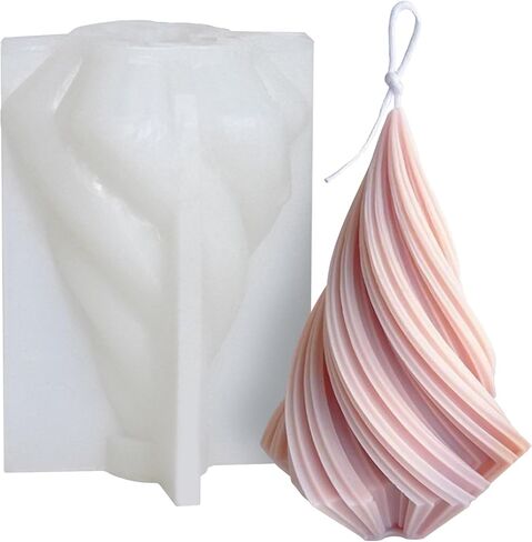 VUTEHO New Spiral Cone Shape Candle Molds Silicone, Molds for Candles, Pillar Candle Mold Silicone DIY Candle Molds for Candle Making, DIY Handmade Soap, Candle, Cake Baking, Gifts Home Decor 3.7" in Saudi Arabia