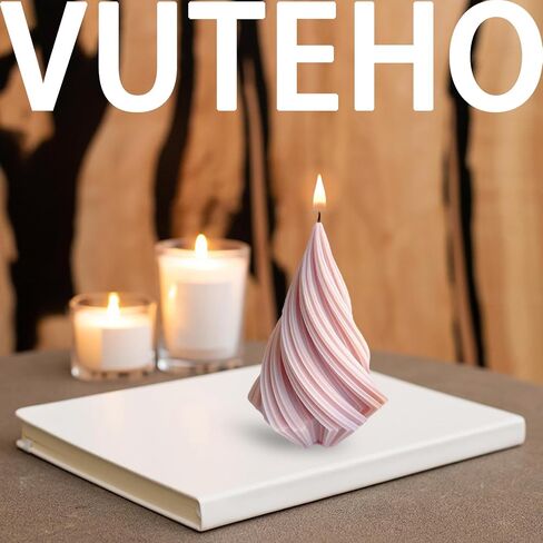 VUTEHO New Spiral Cone Shape Candle Molds Silicone, Molds for Candles, Pillar Candle Mold Silicone DIY Candle Molds for Candle Making, DIY Handmade Soap, Candle, Cake Baking, Gifts Home Decor 3.7" in Saudi Arabia