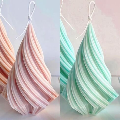 VUTEHO New Spiral Cone Shape Candle Molds Silicone, Molds for Candles, Pillar Candle Mold Silicone DIY Candle Molds for Candle Making, DIY Handmade Soap, Candle, Cake Baking, Gifts Home Decor 3.7" in Saudi Arabia
