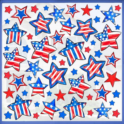 ملصقات نافذة وطنية من Mfault 4th of July، 9 ورقات، ملصقات خطوط حمراء وزرقاء وبيضاء بأمريكا والولايات المتحدة الأمريكية، ديكورات للمطبخ في يوم الاستقلال الأمريكي in Kuwait