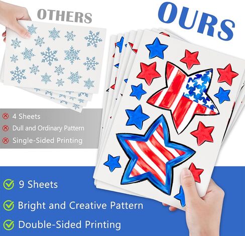 ملصقات نافذة وطنية من Mfault 4th of July، 9 ورقات، ملصقات خطوط حمراء وزرقاء وبيضاء بأمريكا والولايات المتحدة الأمريكية، ديكورات للمطبخ في يوم الاستقلال الأمريكي in Kuwait