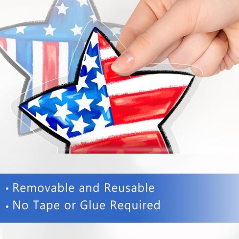 ملصقات نافذة وطنية من Mfault 4th of July، 9 ورقات، ملصقات خطوط حمراء وزرقاء وبيضاء بأمريكا والولايات المتحدة الأمريكية، ديكورات للمطبخ في يوم الاستقلال الأمريكي in Kuwait