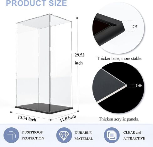 Acrylic Display Case Large Display Box for Collectibles Showcase Assemble Lego Display Case Countertop Dustproof Home Toys Figures Storage Acrylic Boxes for Display (19.68x15.74x11.8 inch) in Kuwait