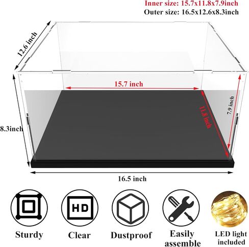 Acrylic Display Case Large Display Box for Collectibles Showcase Assemble Lego Display Case Countertop Dustproof Home Toys Figures Storage Acrylic Boxes for Display (19.68x15.74x11.8 inch) in Kuwait