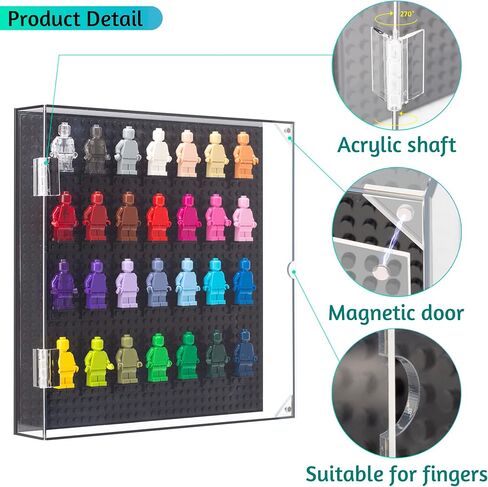 Acrylic Wall Mount Minifigure Display Case Showcase and Protect Your Building Block Mini Figures Collection (Without Mini Figures) (Rectangular Black 15.5x10.4x1.8in) in Kuwait