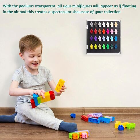 Acrylic Wall Mount Minifigure Display Case Showcase and Protect Your Building Block Mini Figures Collection (Without Mini Figures) (Rectangular Black 15.5x10.4x1.8in) in Kuwait