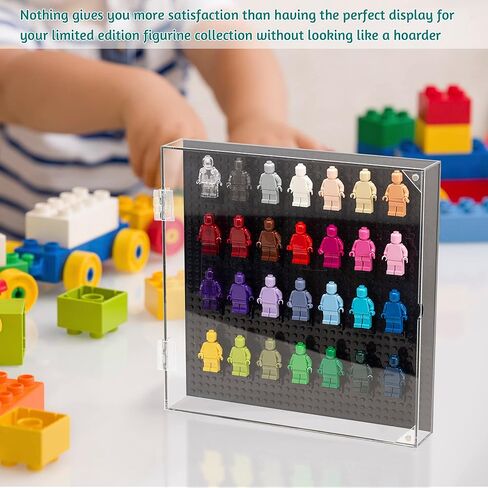 Acrylic Wall Mount Minifigure Display Case Showcase and Protect Your Building Block Mini Figures Collection (Without Mini Figures) (Rectangular Black 15.5x10.4x1.8in) in Kuwait