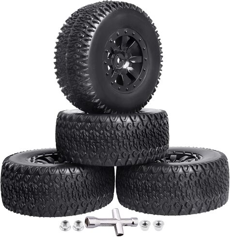 مجموعة إطارات وإطارات عجلة لاصقة مسبقًا من 4 قطع لسيارة 1/10 RC ذات المسار القصير Slash 2WD 4x4 HPI Losi Redcat Racing RC Model Cars (النمط B) in Saudi Arabia