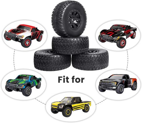 مجموعة إطارات وإطارات عجلة لاصقة مسبقًا من 4 قطع لسيارة 1/10 RC ذات المسار القصير Slash 2WD 4x4 HPI Losi Redcat Racing RC Model Cars (النمط B) in Saudi Arabia