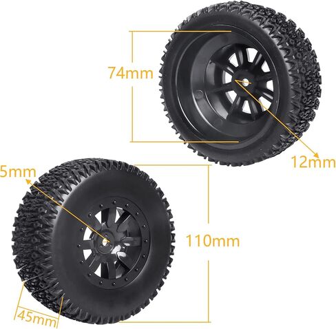 مجموعة إطارات وإطارات عجلة لاصقة مسبقًا من 4 قطع لسيارة 1/10 RC ذات المسار القصير Slash 2WD 4x4 HPI Losi Redcat Racing RC Model Cars (النمط B) in Saudi Arabia