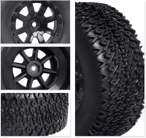 مجموعة إطارات وإطارات عجلة لاصقة مسبقًا من 4 قطع لسيارة 1/10 RC ذات المسار القصير Slash 2WD 4x4 HPI Losi Redcat Racing RC Model Cars (النمط B) in Saudi Arabia