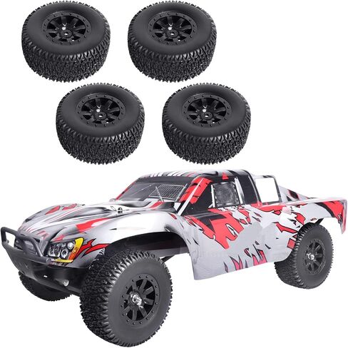 مجموعة إطارات وإطارات عجلة لاصقة مسبقًا من 4 قطع لسيارة 1/10 RC ذات المسار القصير Slash 2WD 4x4 HPI Losi Redcat Racing RC Model Cars (النمط B) in Saudi Arabia