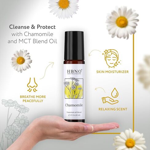 زيت البابونج العطري من HBNO - 1/3 أونصة (10 مل) حجم مناسب للسفر - البابونج وMCT - مثالي للسفر والعلاج العطري والتدليك والعطور والمرطب. in Kuwait