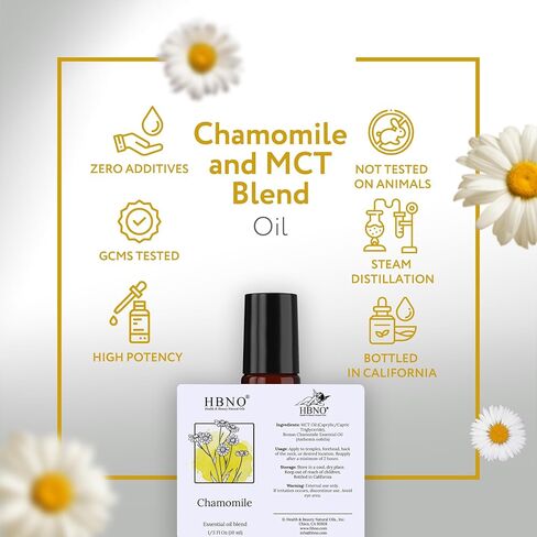 زيت البابونج العطري من HBNO - 1/3 أونصة (10 مل) حجم مناسب للسفر - البابونج وMCT - مثالي للسفر والعلاج العطري والتدليك والعطور والمرطب. in Kuwait