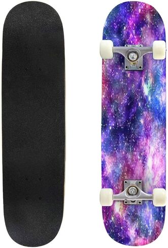 لوح تزلج كلاسيكي مقعر مطبوع عليه Galaxy Night Longboard من خشب القيقب للرياضات المتطرفة وفي الهواء الطلق خدعة مزدوجة للمبتدئين والمحترفين in Kuwait