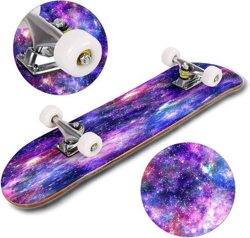 لوح تزلج كلاسيكي مقعر مطبوع عليه Galaxy Night Longboard من خشب القيقب للرياضات المتطرفة وفي الهواء الطلق خدعة مزدوجة للمبتدئين والمحترفين in Kuwait