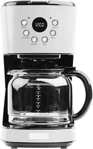 HADEN 12 Cup Programmable Coffee Maker with Brew Strength Control and Heritage Stainless Steel Bread Toaster 2 Slice Wide Slot, White in Saudi Arabia