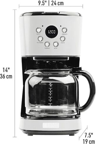 HADEN 12 Cup Programmable Coffee Maker with Brew Strength Control and Heritage Stainless Steel Bread Toaster 2 Slice Wide Slot, White in Saudi Arabia