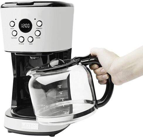 HADEN 12 Cup Programmable Coffee Maker with Brew Strength Control and Heritage Stainless Steel Bread Toaster 2 Slice Wide Slot, White in Saudi Arabia