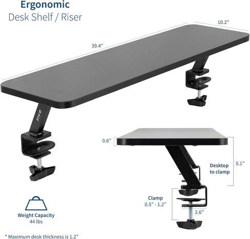 VIVO Black Clamp-on Small 26 inch Ergonomic Desk Shelf, Single Computer Monitor Stand Riser - Desk Organizer Holds 1 Screen or Laptop STAND-SHELF24B in Saudi Arabia