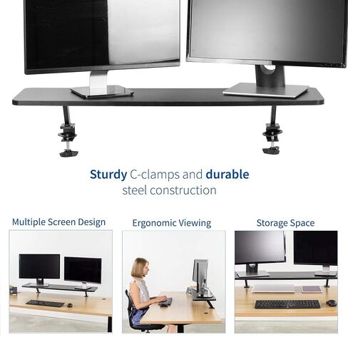 VIVO Black Clamp-on Small 26 inch Ergonomic Desk Shelf, Single Computer Monitor Stand Riser - Desk Organizer Holds 1 Screen or Laptop STAND-SHELF24B in Saudi Arabia