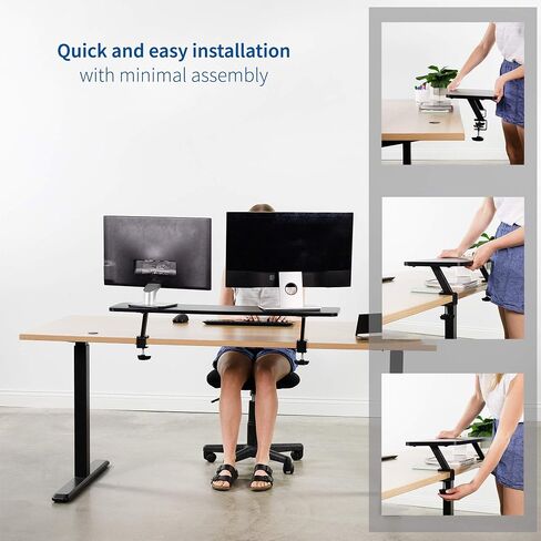 VIVO Black Clamp-on Small 26 inch Ergonomic Desk Shelf, Single Computer Monitor Stand Riser - Desk Organizer Holds 1 Screen or Laptop STAND-SHELF24B in Saudi Arabia