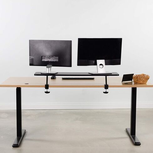 VIVO Black Clamp-on Small 26 inch Ergonomic Desk Shelf, Single Computer Monitor Stand Riser - Desk Organizer Holds 1 Screen or Laptop STAND-SHELF24B in Saudi Arabia