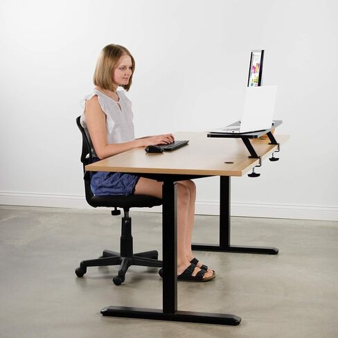 VIVO Black Clamp-on Small 26 inch Ergonomic Desk Shelf, Single Computer Monitor Stand Riser - Desk Organizer Holds 1 Screen or Laptop STAND-SHELF24B in Saudi Arabia