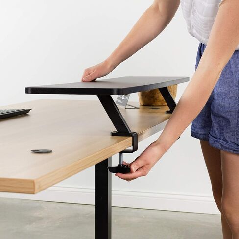 VIVO Black Clamp-on Small 26 inch Ergonomic Desk Shelf, Single Computer Monitor Stand Riser - Desk Organizer Holds 1 Screen or Laptop STAND-SHELF24B in Saudi Arabia