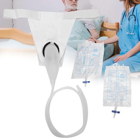 حقيبة تصريف بولية مع غرفة مضادة للارتجاع، حقيبة تجميع البول للرجال 1000 مل و2000 مل مبولة سيليكون قابلة لإعادة الاستخدام للرجال المسنين والمرضى طريح الفراش in Saudi Arabia