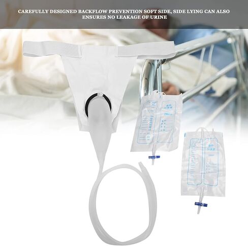 حقيبة تصريف بولية مع غرفة مضادة للارتجاع، حقيبة تجميع البول للرجال 1000 مل و2000 مل مبولة سيليكون قابلة لإعادة الاستخدام للرجال المسنين والمرضى طريح الفراش in Saudi Arabia