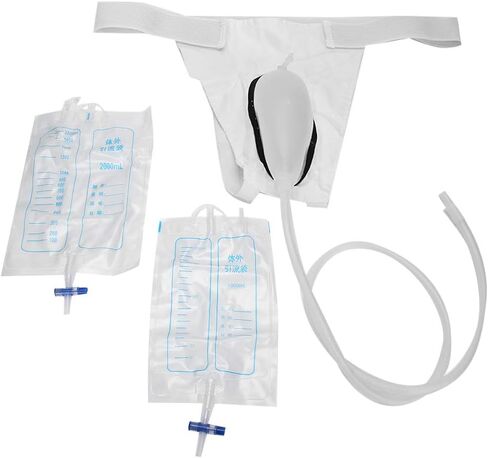 زجاجات البول للرجال، قسطرة الواقي الذكري للرجال، حقيبة القسطرة، حقيبة جمع البول، مبولة سيليكون قابلة لإعادة الاستخدام للرجال المسنين والمرضى طريح الفراش الذكور in Kuwait