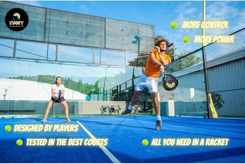 EVOFY Padel Racket Carbon Fiber Surface w/EVA Memory Flex Foam Core Padel Tennis Racquets Paddle Tennis Racket in Saudi Arabia