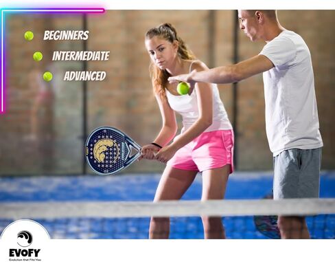 EVOFY Padel Racket Carbon Fiber Surface w/EVA Memory Flex Foam Core Padel Tennis Racquets Paddle Tennis Racket in Saudi Arabia