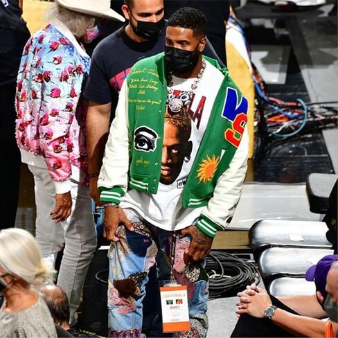 Men's Graphic Print Varsity Jacket Super star Vintage Color-coded Jesus baseball jacket coat in Saudi Arabia