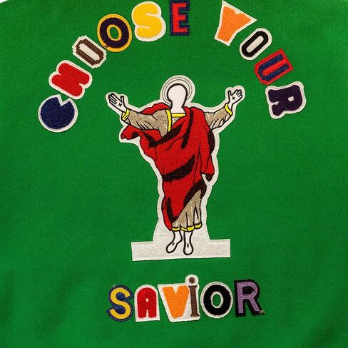 Men's Graphic Print Varsity Jacket Super star Vintage Color-coded Jesus baseball jacket coat in Saudi Arabia