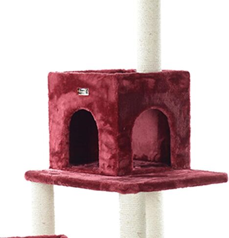 برج قطط من الخشب الحقيقي من Armarkat، منزل قطط مغطى بالفرو الصناعي السميك للغاية A6902B، عنابي in Kuwait