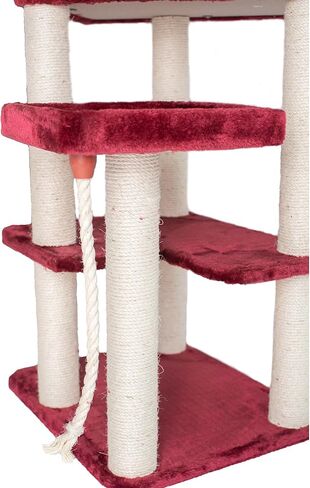 برج قطط من الخشب الحقيقي من Armarkat، منزل قطط مغطى بالفرو الصناعي السميك للغاية A6902B، عنابي in Kuwait