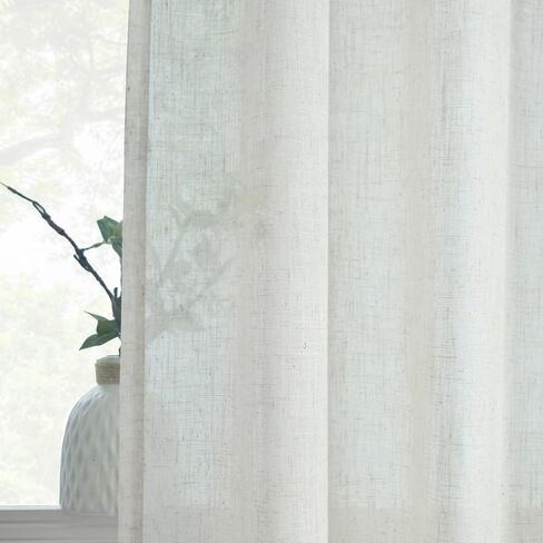 FINECITY Taupe Linen Curtains 63 Inch Length for Bedroom, Light Filtering Farmhouse Cottage Linen Textured Semi-Sheer Curtains 2 Panels, Burlap Look Privacy Back Tab Linen Drapes, 52 x 63 Inch, Taupe in Saudi Arabia