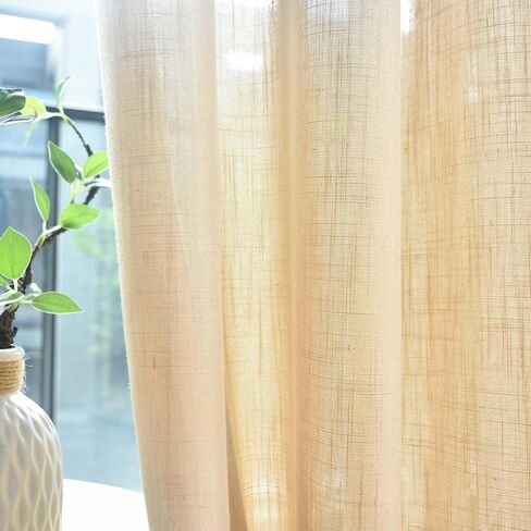 ستائر FINECITY رمادي داكن من الكتان بطول 63 بوصة لغرفة النوم، ستائر كوخ مزرعة مرشحة للضوء شبه شفافة 2 لوح، ستائر كتان ذات علامة تبويب خلفية ذات مظهر خيش، 52 × 63 بوصة، رمادي داكن in Kuwait