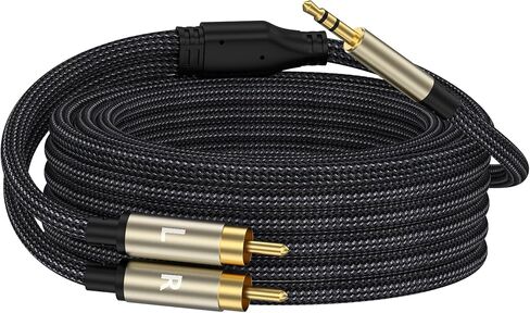 20FT 3.5mm to RCA Audio Adapter, HiFi Sound, Metal Shell, Auxiliary Cord, 1/8 to RCA Connector for Phone, Speaker, MP3, Tablet, HDTV in Kuwait