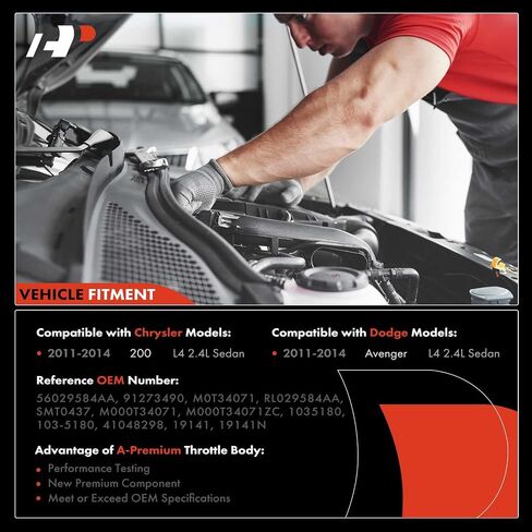 A-Premium Starter Motor Compatible with Chrysler 200 2011-2014 2.4L, Dodge Avenger 2011-2014 L4 2.4L, 12V 1.2KW 8 Teeth Clockwise, Replace# 56029584AA in Saudi Arabia