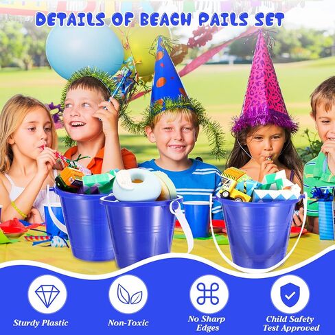 24 Sets Sand Buckets and Shovels, 4.72 Inch Beach Sand Bucket Toy Set, Plastic Bucket with Handles Pails Small Sandbox Toys Party Favor for Boys Girls Building Sand Castle in Saudi Arabia